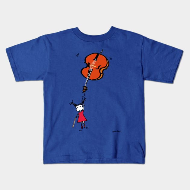 Cello flying Kids T-Shirt by Guastevi